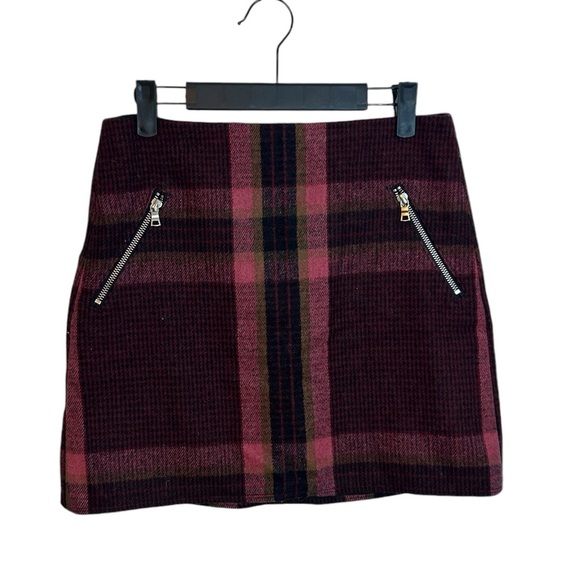 Gap Pink Plaid Zipper Mini Skirt - Picture 1 of 5